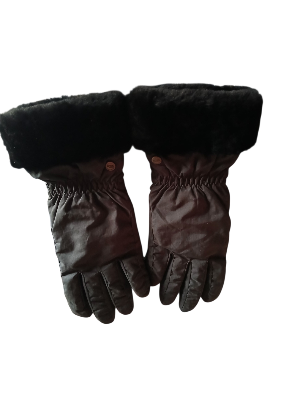 UGG Black Fur Cuff Winter Gloves